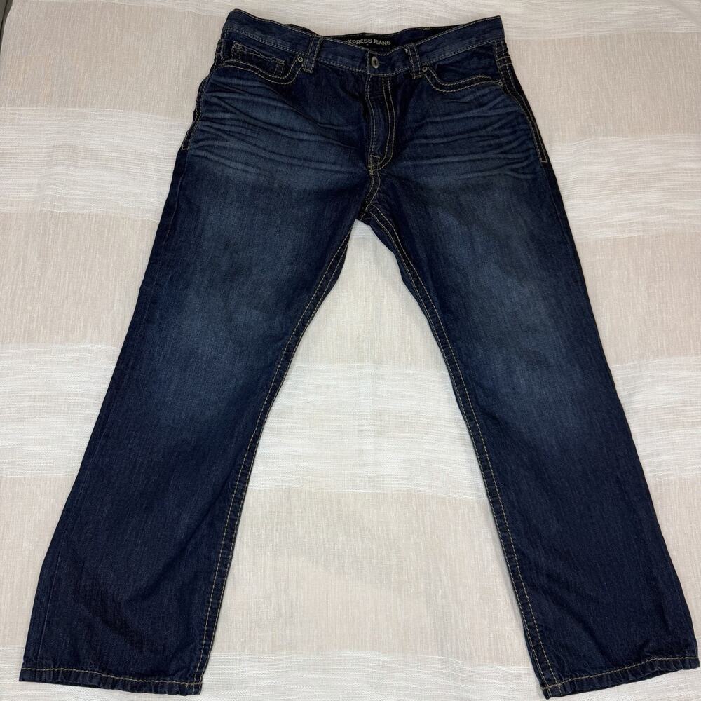 Express Jeans Men's Blake Loose Fit Straight Leg Jeans Sz‎ 38x32 Fit 38x31 Denim